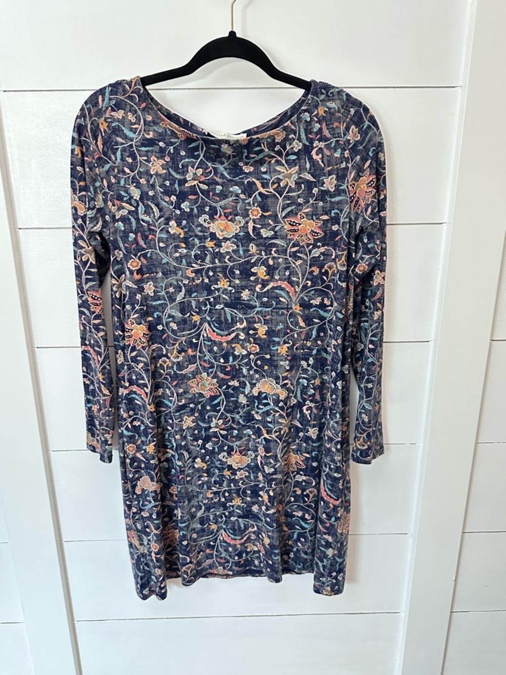 Peruvian Connection S cotton-modal modern floral long sleeve midi dress - Picture 2 of 15